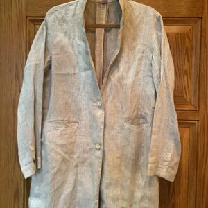 Eileen Fisher Linen Black and White Check Jacket